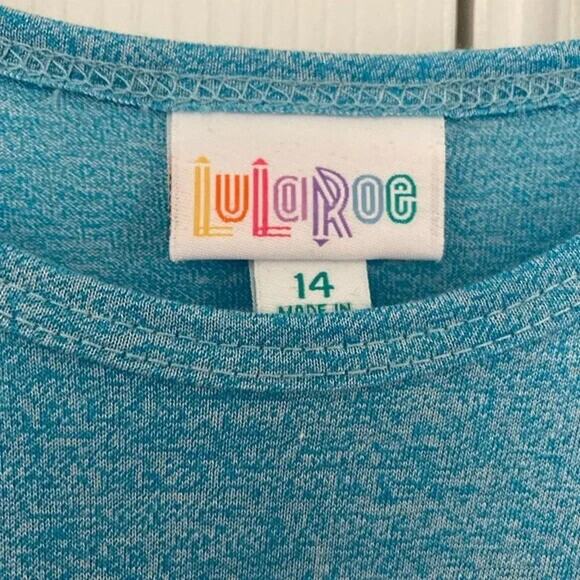 Girls tunic top high low hem sz 14 solid heather blue LuLaRoe Gracie basiccore - Picture 2 of 6